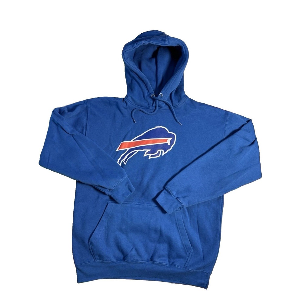 Buffalo Bills Sweater Men's Large Blue NFL Pullover Hoodie EUC